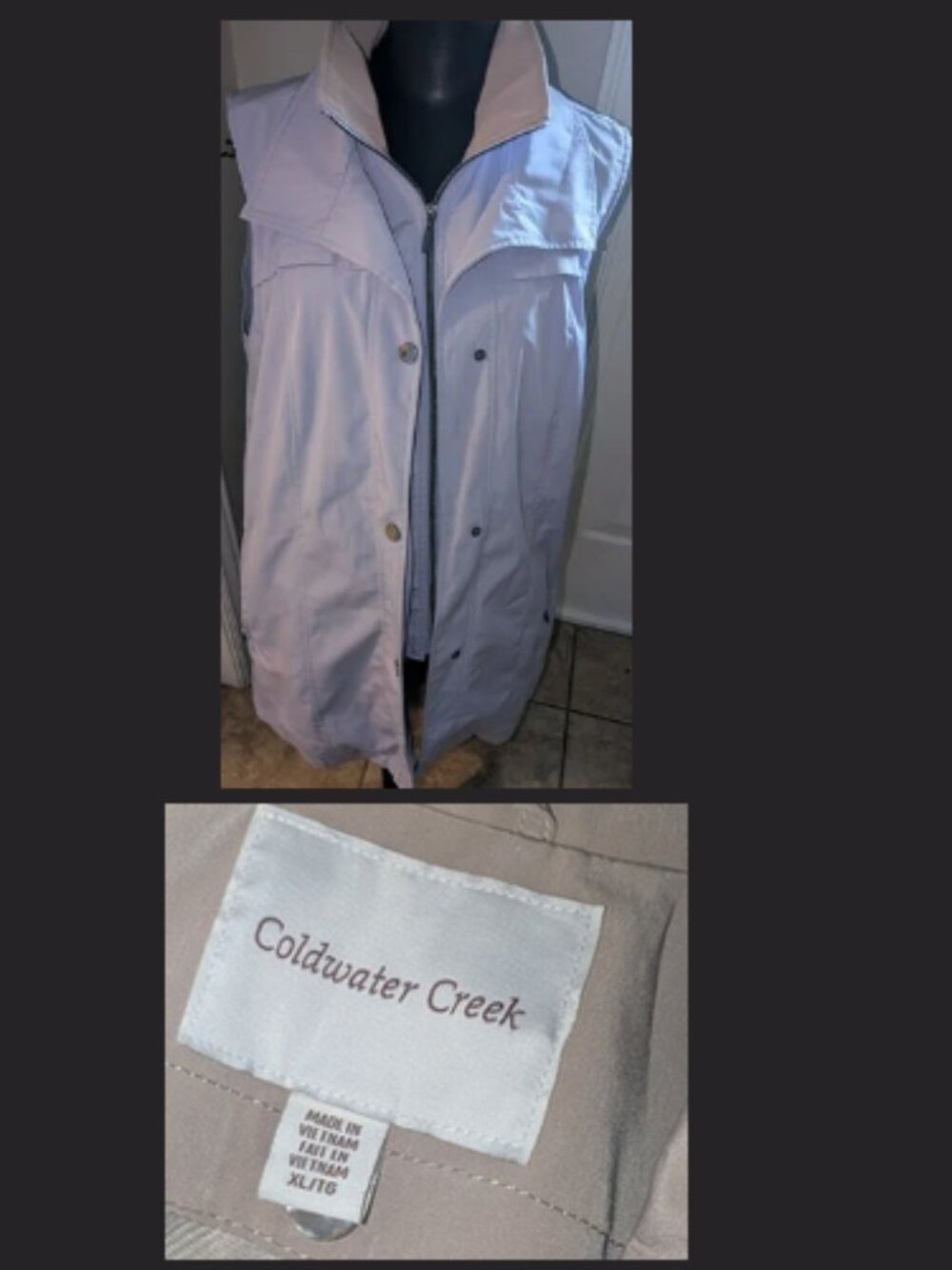 Coldwater Creek All Weather Vest Jacket Womens XL - Lavendar